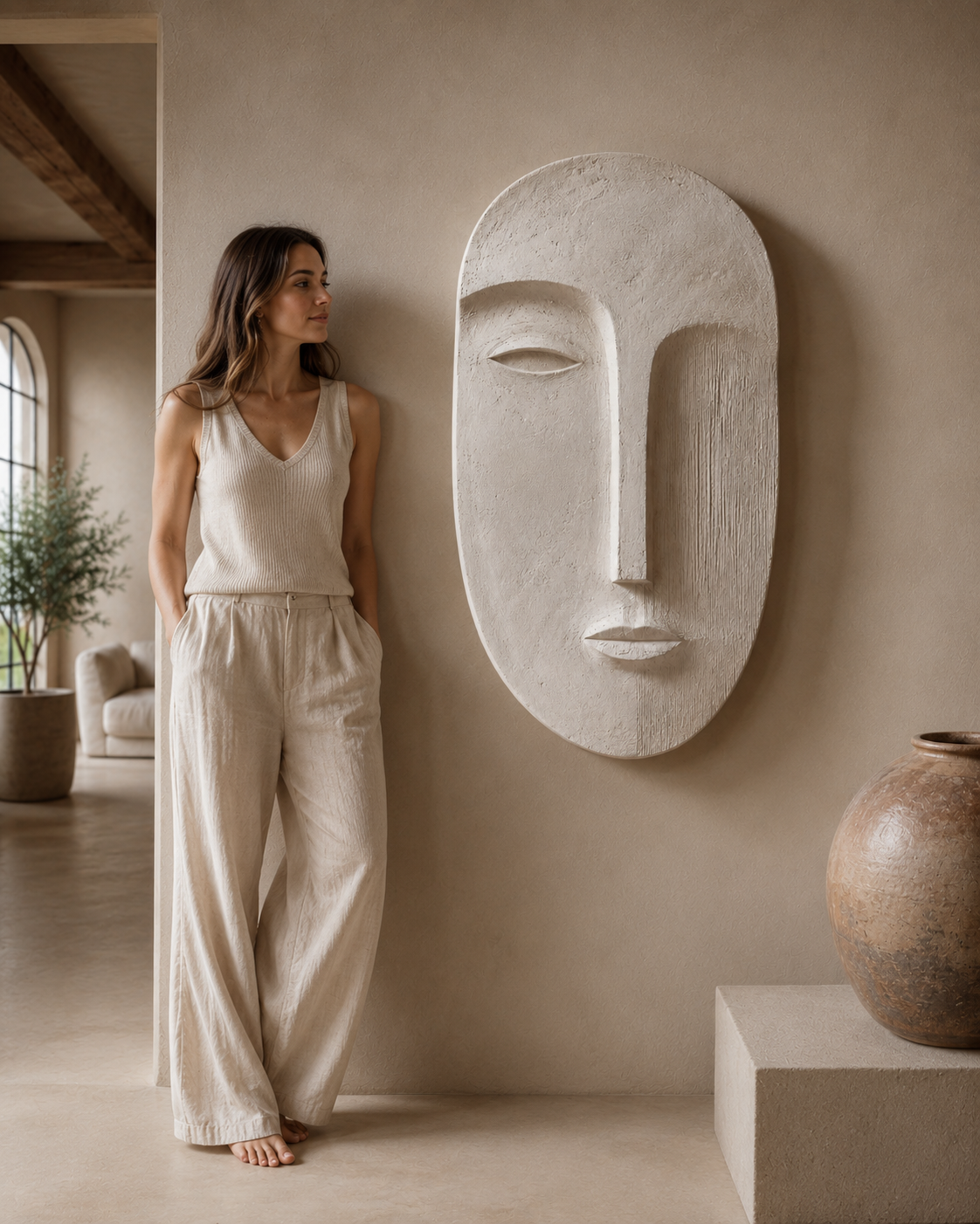 Carved Face Wall Panel