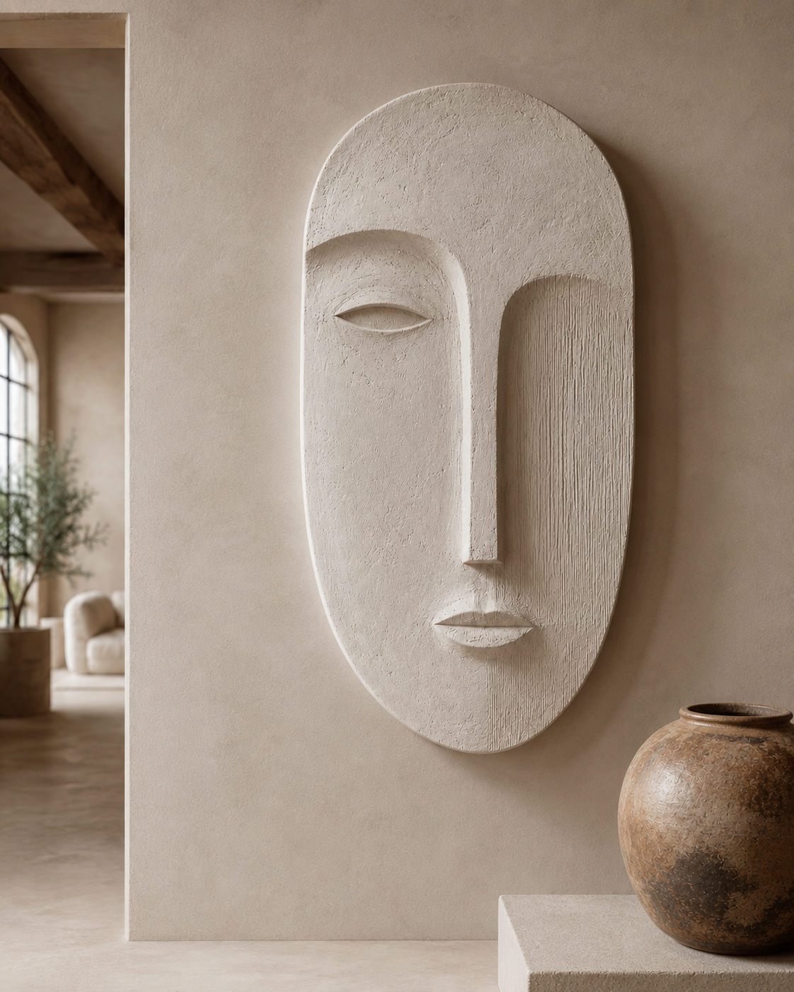 Carved Face Wall Panel