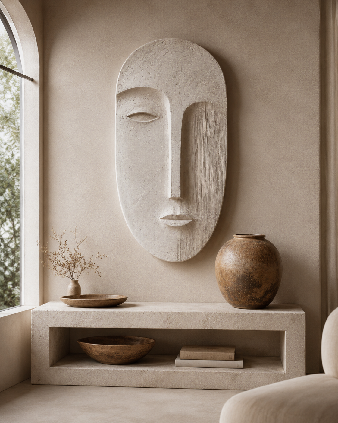 Carved Face Wall Panel