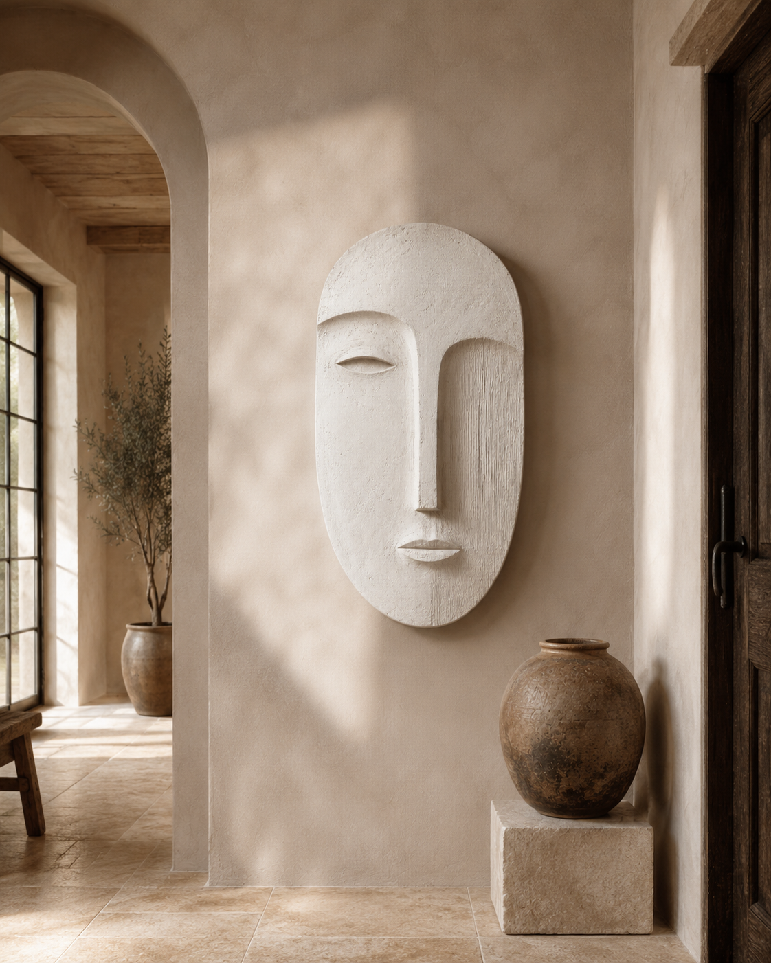 Carved Face Wall Panel