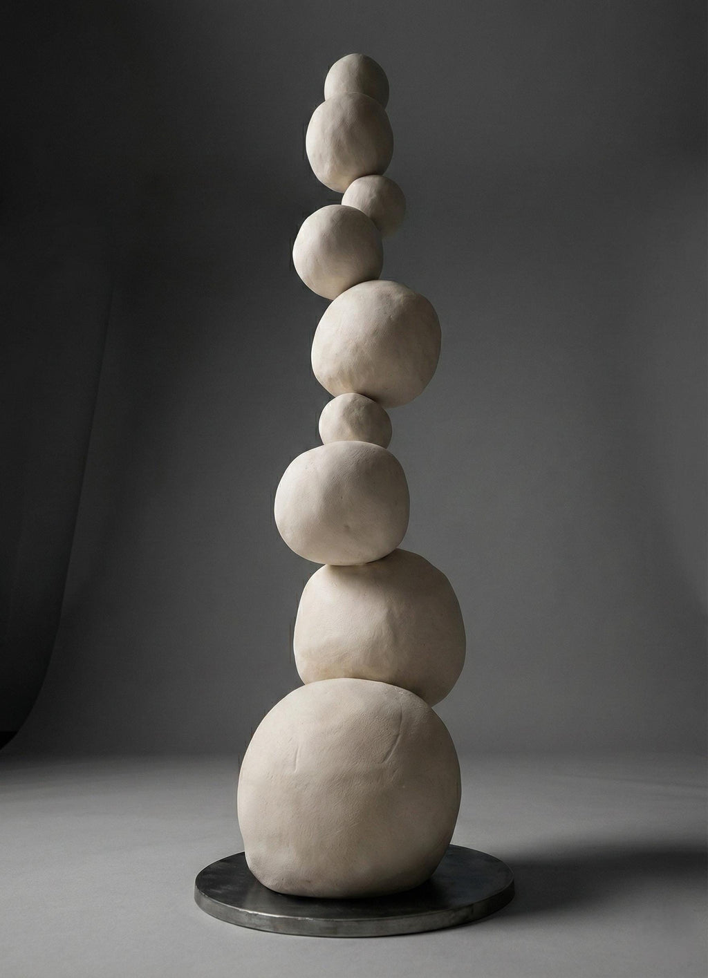 Minimal Sculptural Totem Floor Decor – Handmade Plaster Coated Styrofoam Sculpture – Modern Organic Art Object