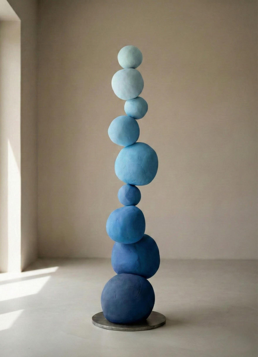 Minimal Sculptural Totem Floor Decor – Handmade Plaster Coated Styrofoam Sculpture – Modern Organic Art Object
