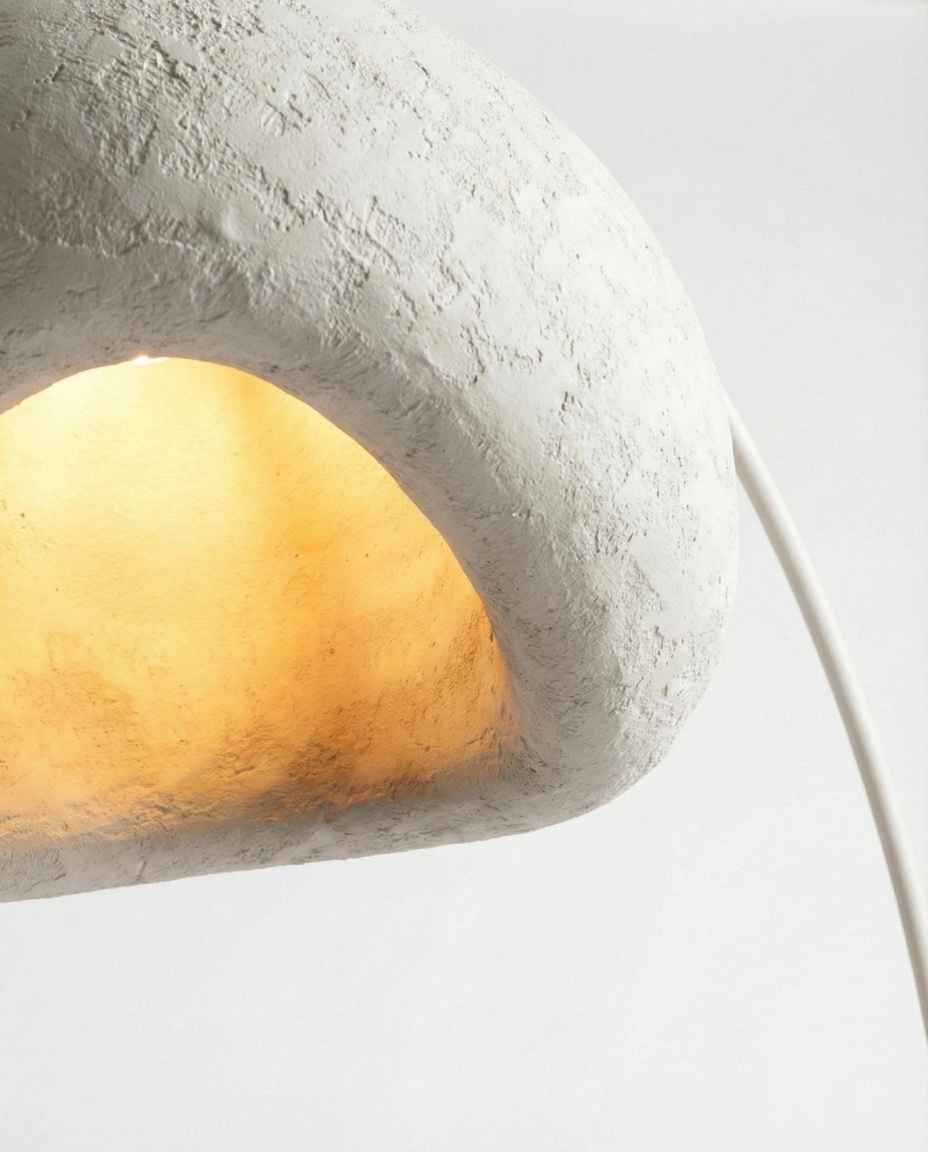 Handcrafted Sculptural Plaster Arc Floor Lamp  – Modern Wabi Sabi Lighting