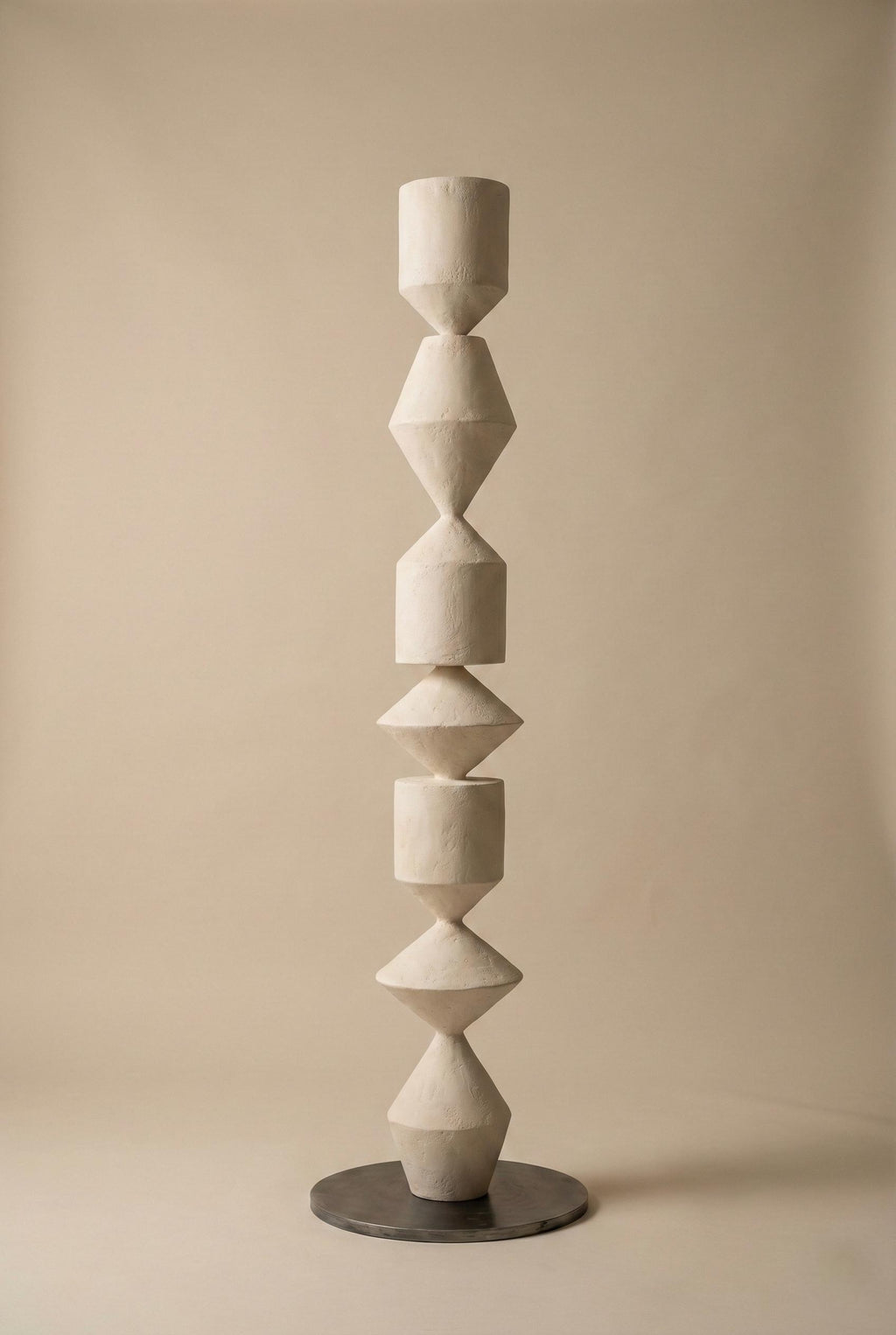 Large Modern Sculptural Totem - Minimalist Organic Art Column Handmade Plaster Coated Art Object