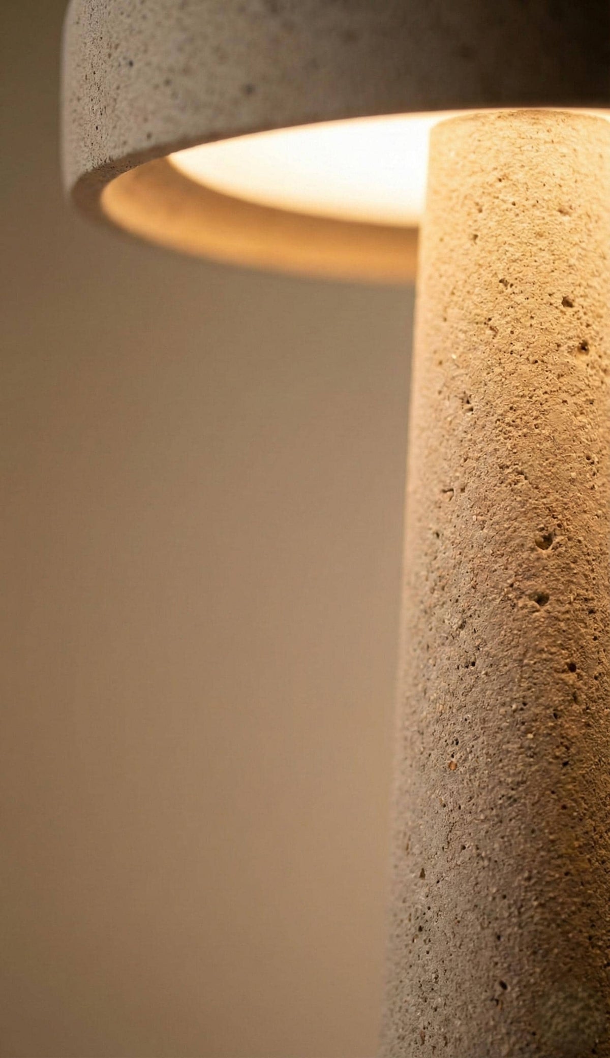MonoMush Floor Lamp No.99 — a handmade sculptural floor lamp with a stone-effect plaster finish over a high-density foam body