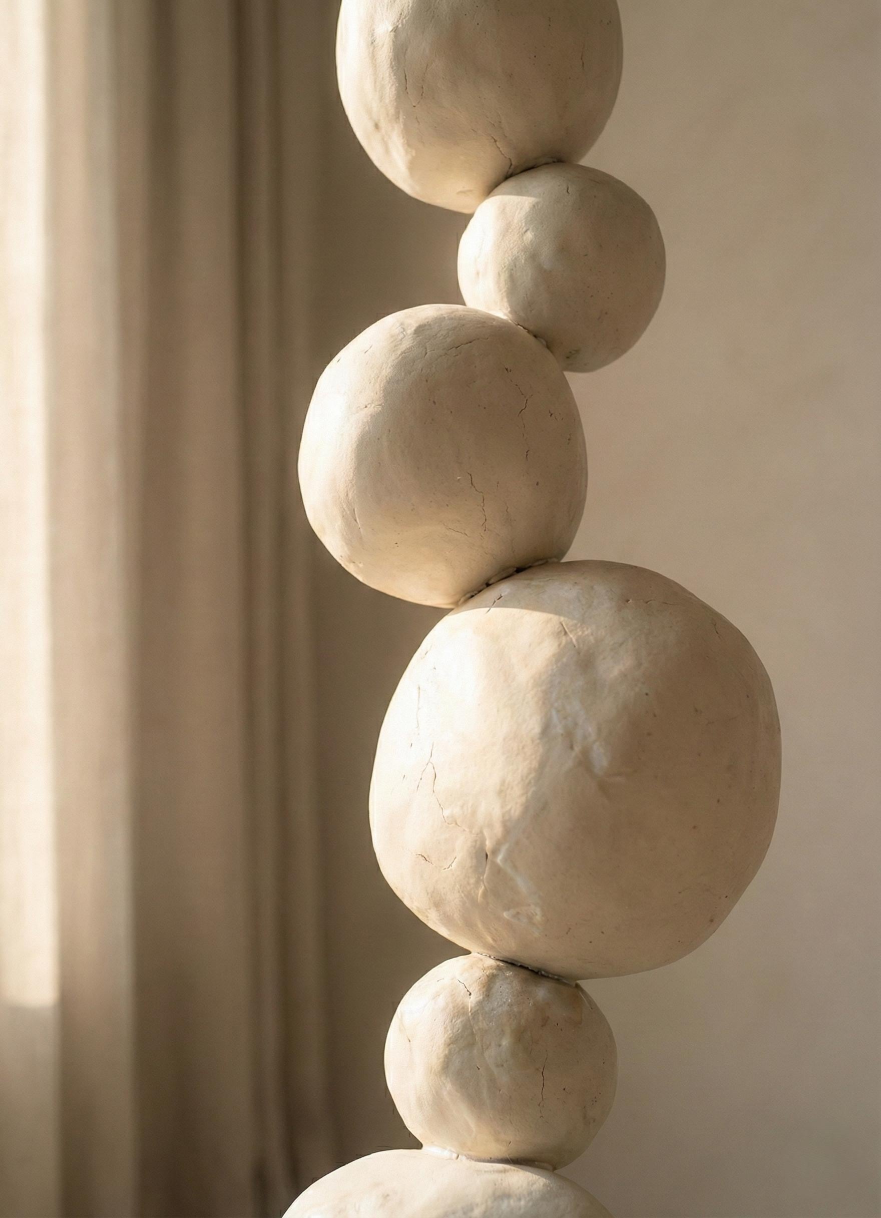 Minimal Sculptural Totem Floor Decor – Handmade Plaster Coated Styrofoam Sculpture – Modern Organic Art Object