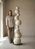 Minimal Sculptural Totem Floor Decor – Handmade Plaster Coated Styrofoam Sculpture – Modern Organic Art Object