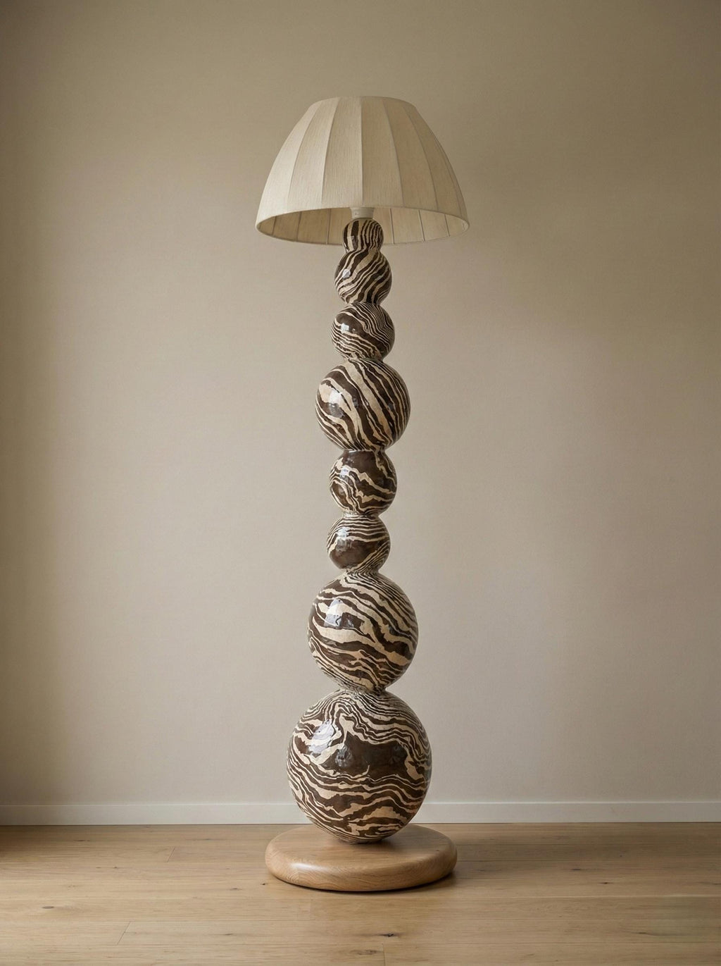 Sculptural Zebra Design Stacked Sphere Mushroom Totem Floor Lamp