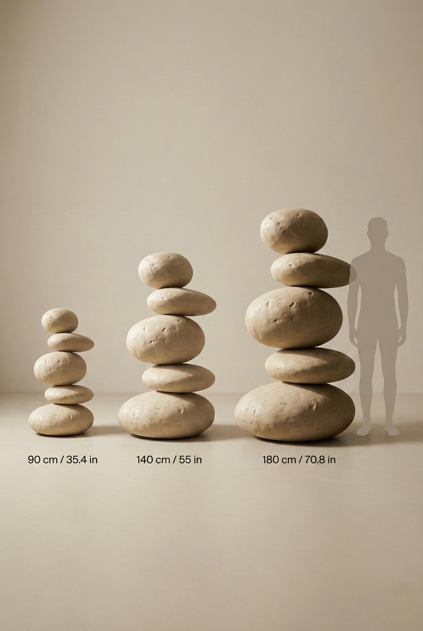Handcrafted Stacked Pebble Totem - Organic Statement Textured Floor Sculpture - Wabi Sabi Modern Decor