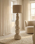 Sculptural Totem Floor Lamp – Organic Stone Look Lighting – Wabi Sabi Modern Decor
