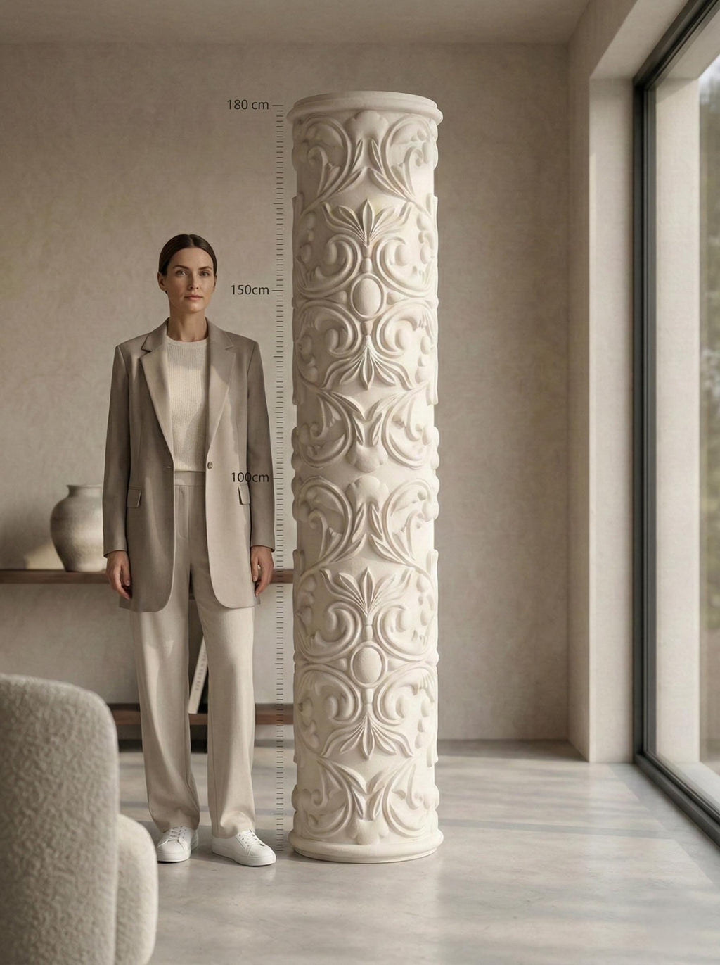 Handcrafted Sculptural Column Interior Decor – Architectural Mineral Plaster Totem – Statement Piece