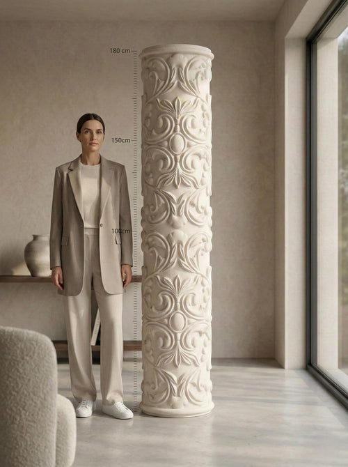Handcrafted Sculptural Column Interior Decor – Architectural Mineral Plaster Totem – Statement Piece