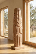 Handcrafted Large Sculptural Totem Floor Statue – Textured Mineral Plaster Art Piece – Modern Decor
