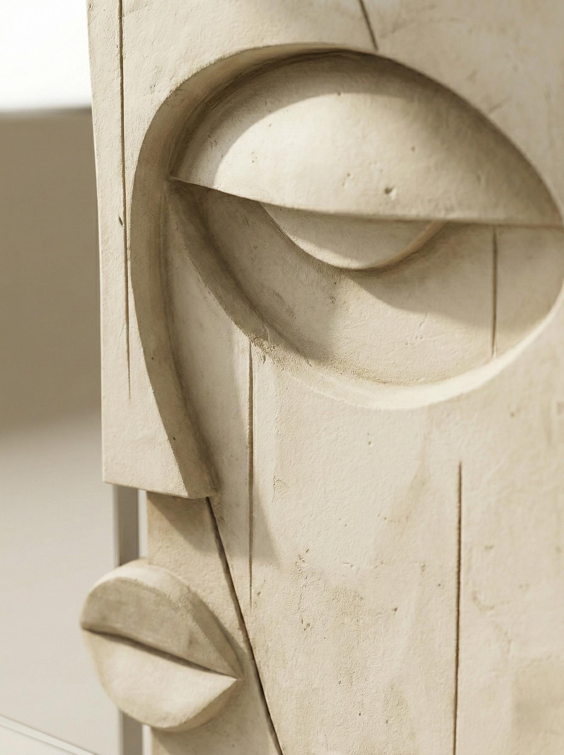 Sculptural Plaster Wall Mirror – Handmade Wabi Sabi Wall Art