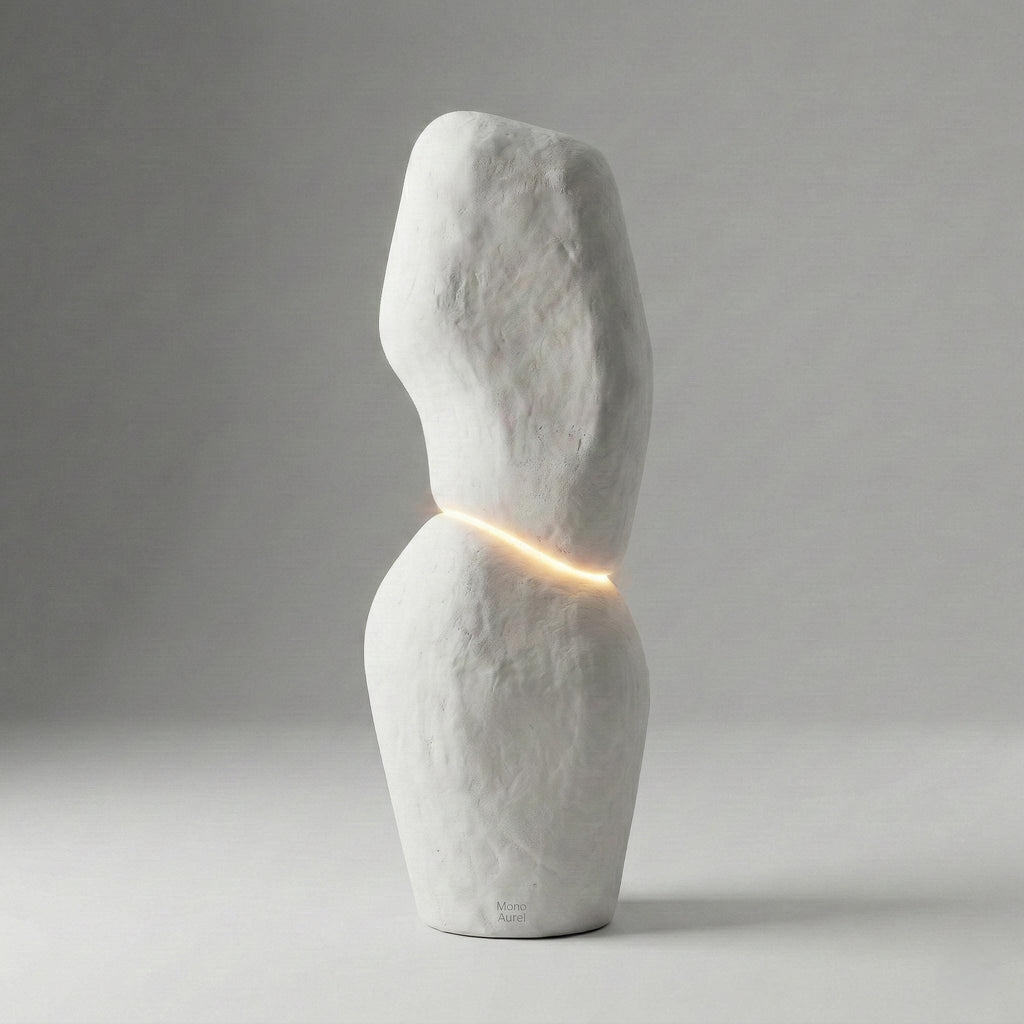 Sculptural Plaster Floor Lamp, Organic Totem Light, Handmade Minimalist Lamp, Concrete Style Home Decor