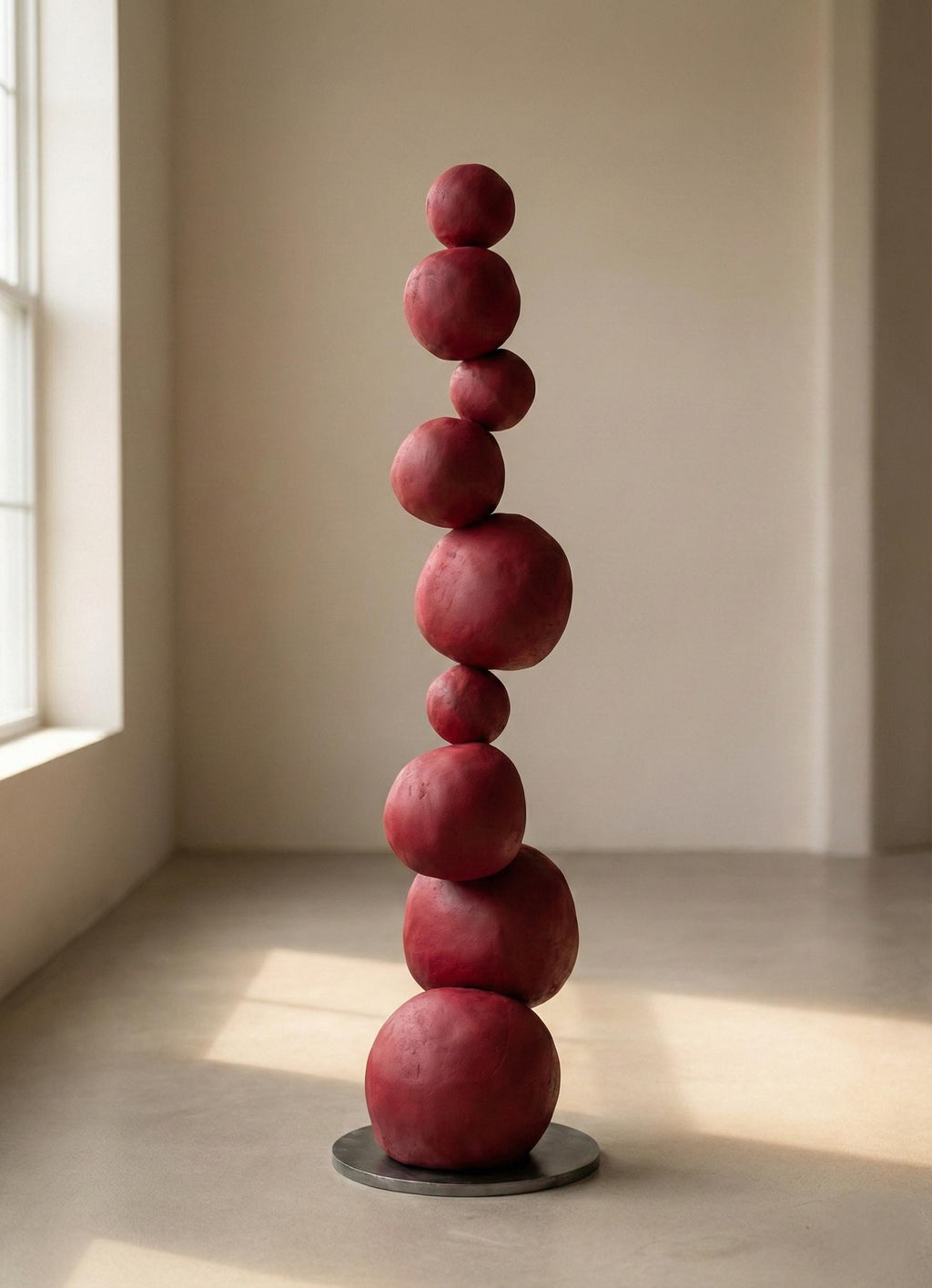 Minimal Sculptural Totem Floor Decor – Handmade Plaster Coated Styrofoam Sculpture – Modern Organic Art Object