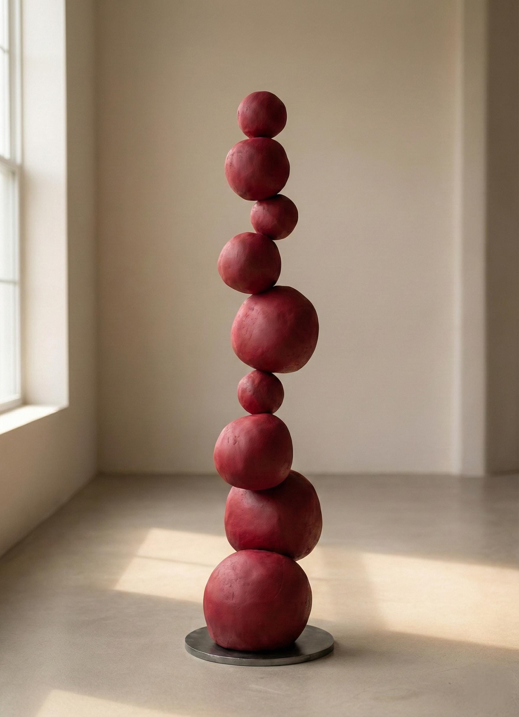 Minimal Sculptural Totem Floor Decor – Handmade Plaster Coated Styrofoam Sculpture – Modern Organic Art Object