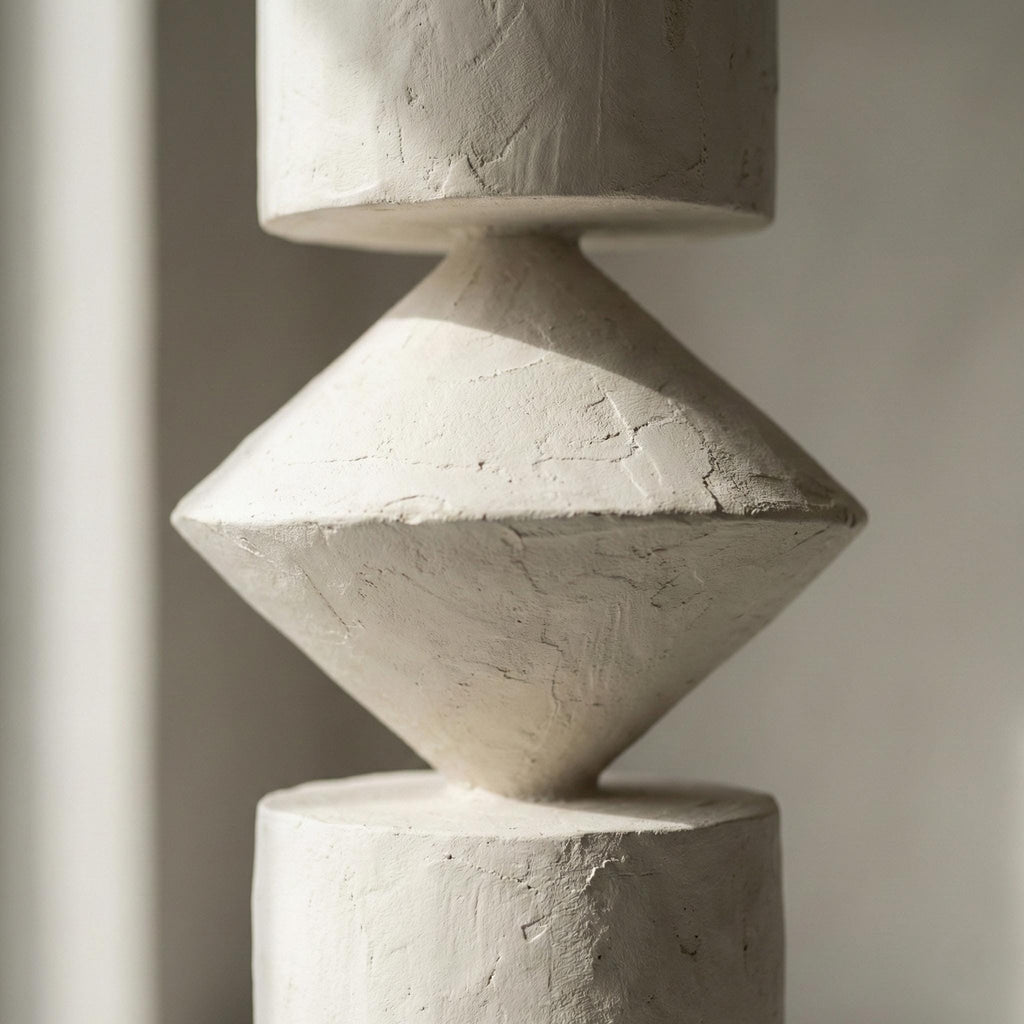Large Modern Sculptural Totem - Minimalist Organic Art Column Handmade Plaster Coated Art Object