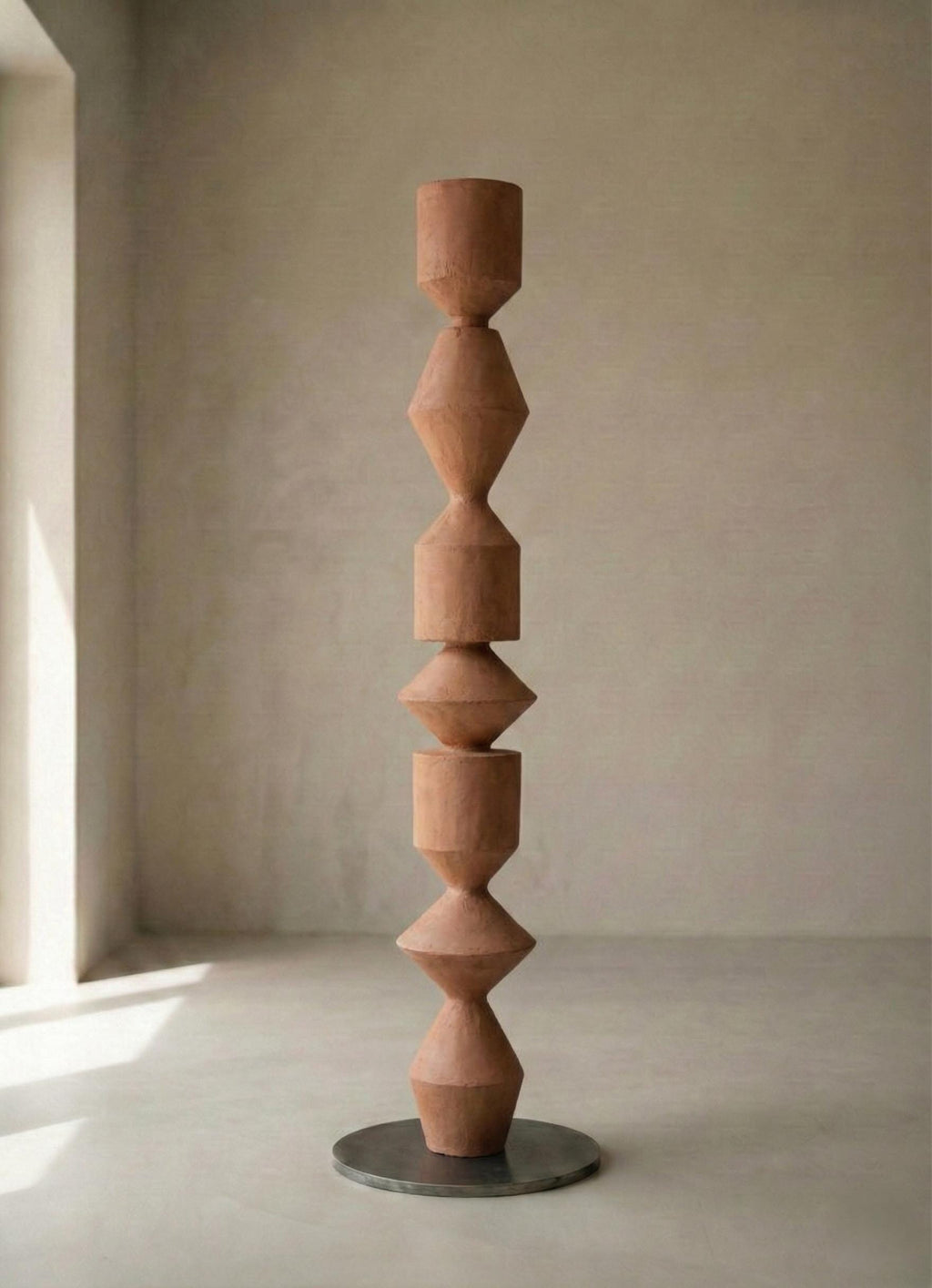 Large Modern Sculptural Totem - Minimalist Organic Art Column Handmade Plaster Coated Art Object