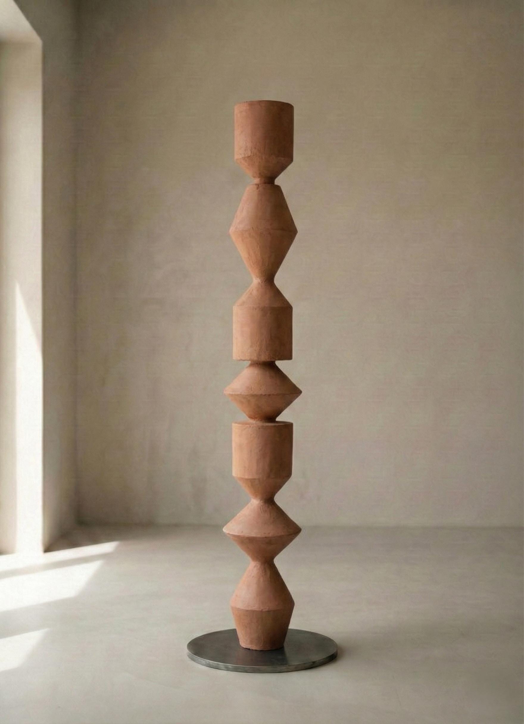 Large Modern Sculptural Totem - Minimalist Organic Art Column Handmade Plaster Coated Art Object