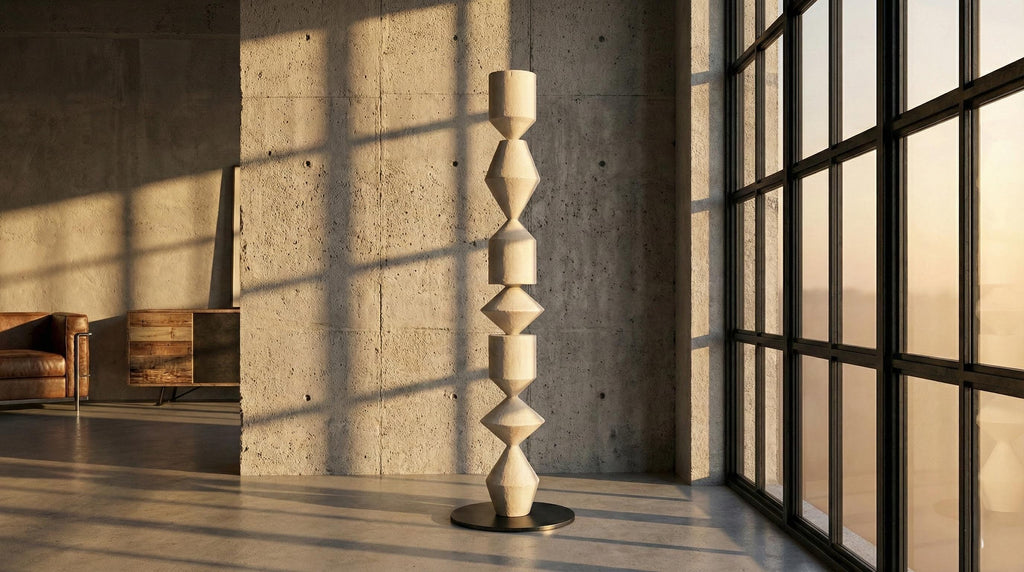 Large Modern Sculptural Totem - Minimalist Organic Art Column Handmade Plaster Coated Art Object