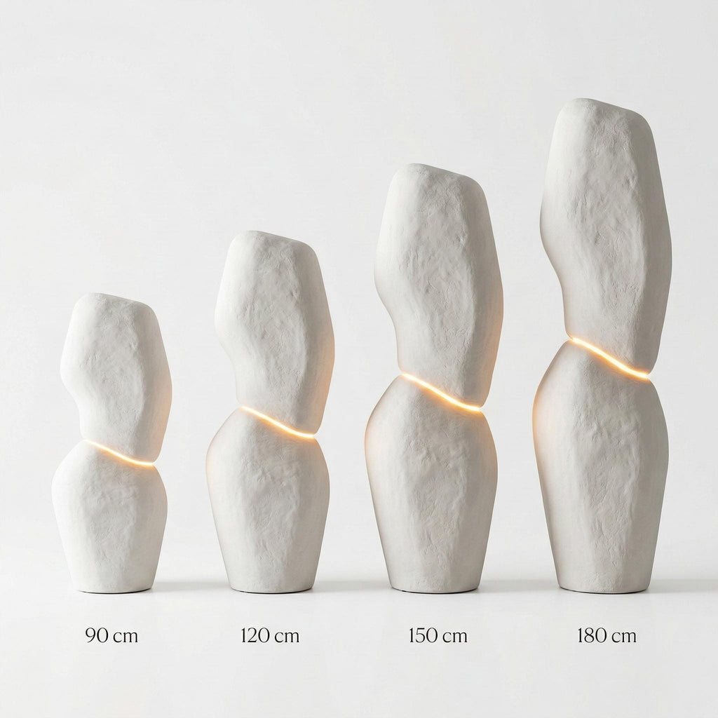 Sculptural Plaster Floor Lamp, Organic Totem Light, Handmade Minimalist Lamp, Concrete Style Home Decor