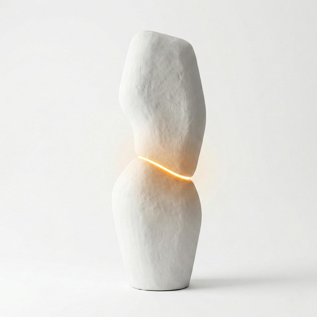 Sculptural Plaster Floor Lamp, Organic Totem Light, Handmade Minimalist Lamp, Concrete Style Home Decor