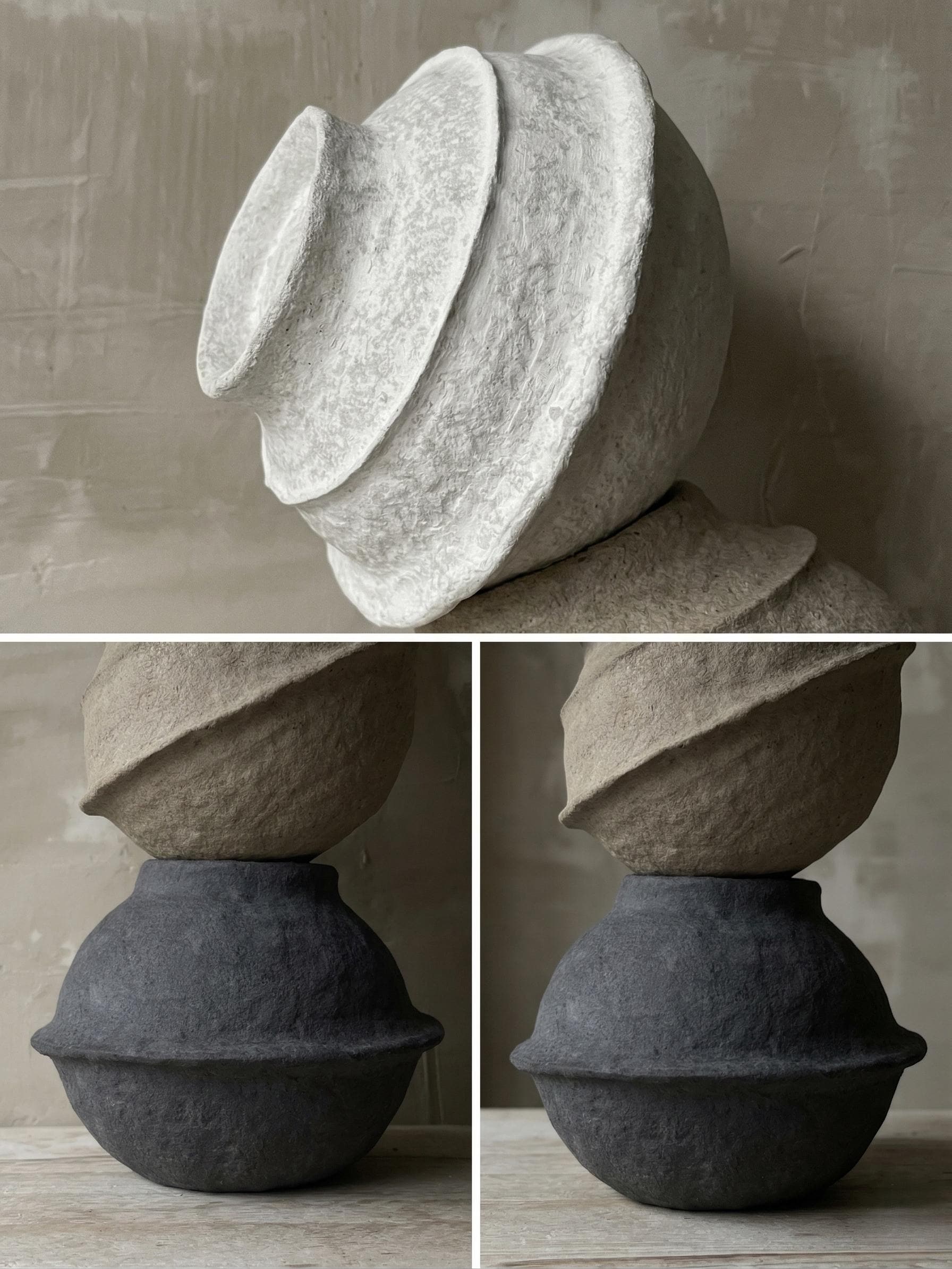 Sculptural Totem Floor Decor – Textured Mineral Plaster Column Art Piece