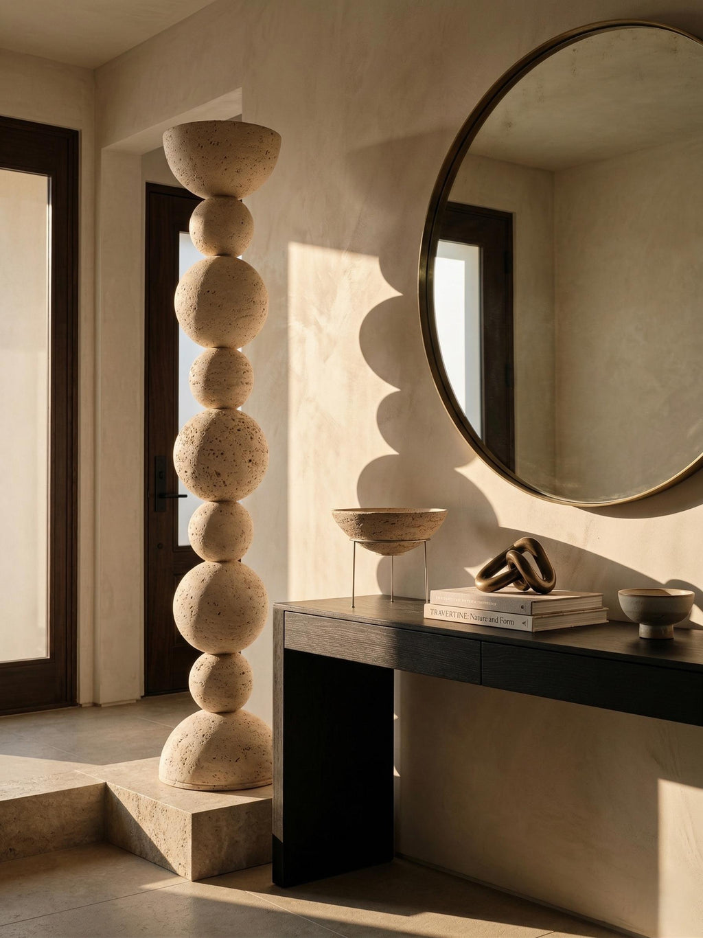 Minimalist Stone Totem – Textured Sculpture Floor Decor – Handmade Sculptural Column – Modern Organic Home Accent