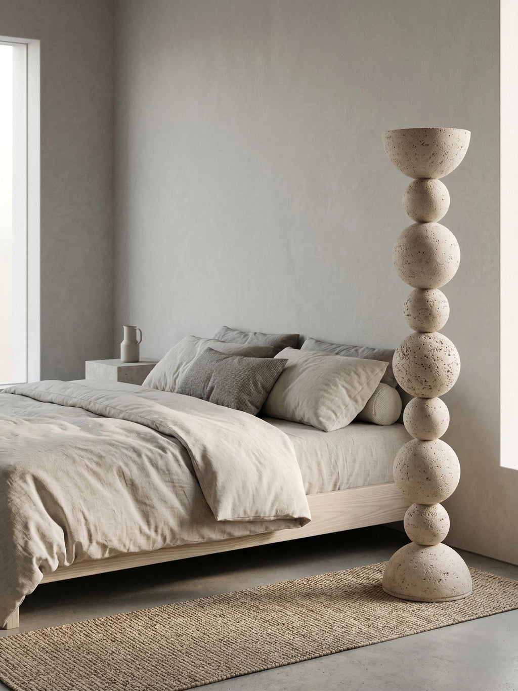 Minimalist Stone Totem – Textured Sculpture Floor Decor – Handmade Sculptural Column – Modern Organic Home Accent