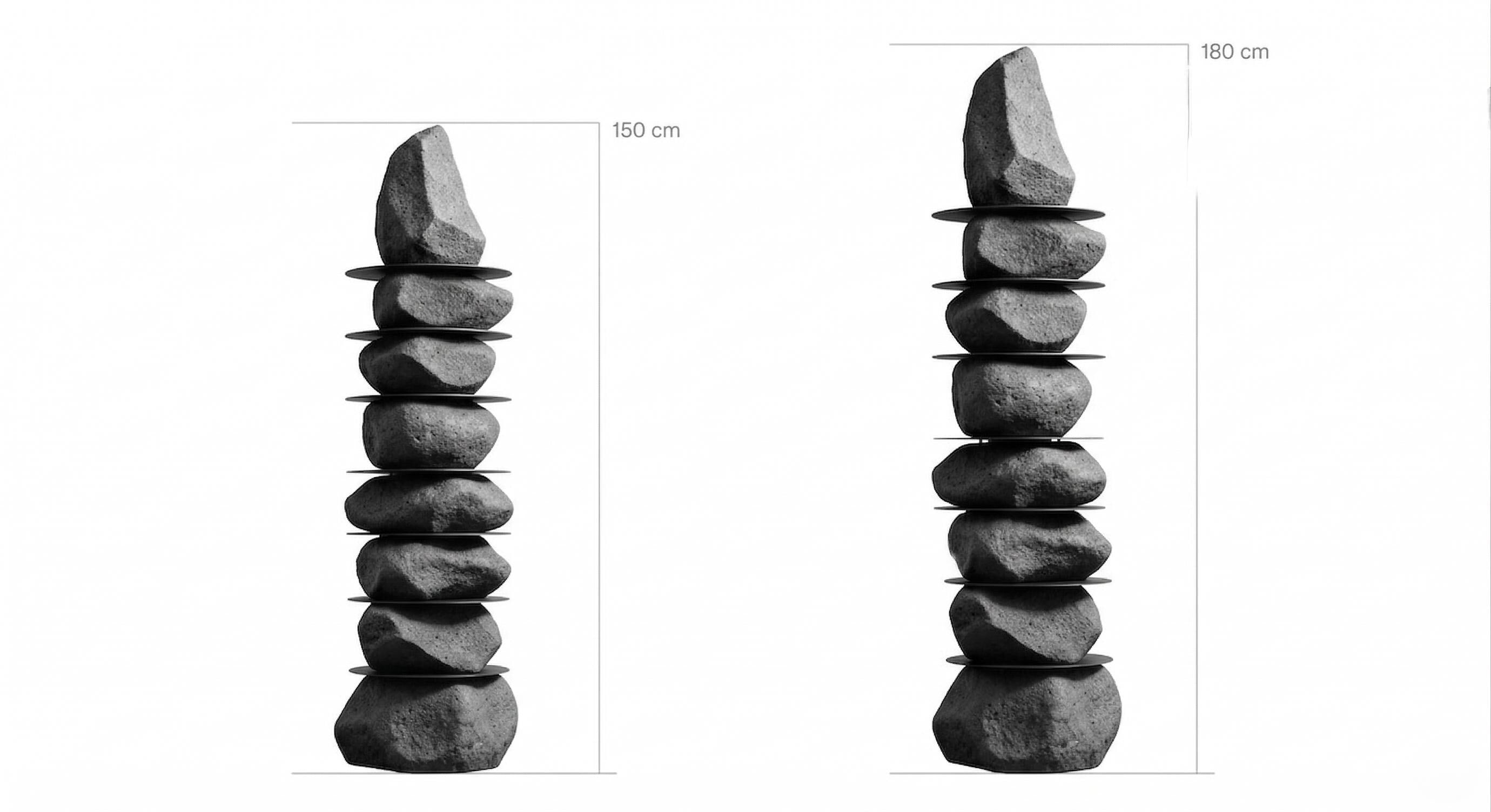 Modern Stone Totem Sculpture Floor Art  Handmade Textured Garden Art - Indoor Outdoor Decor
