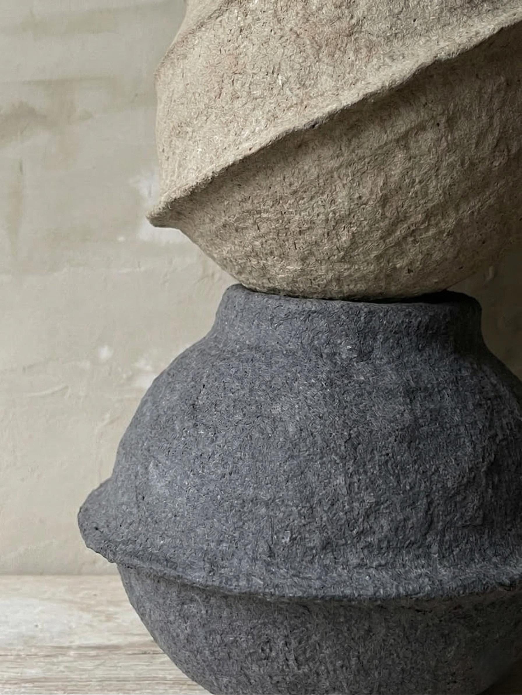 Sculptural Totem Floor Decor – Textured Mineral Plaster Column Art Piece