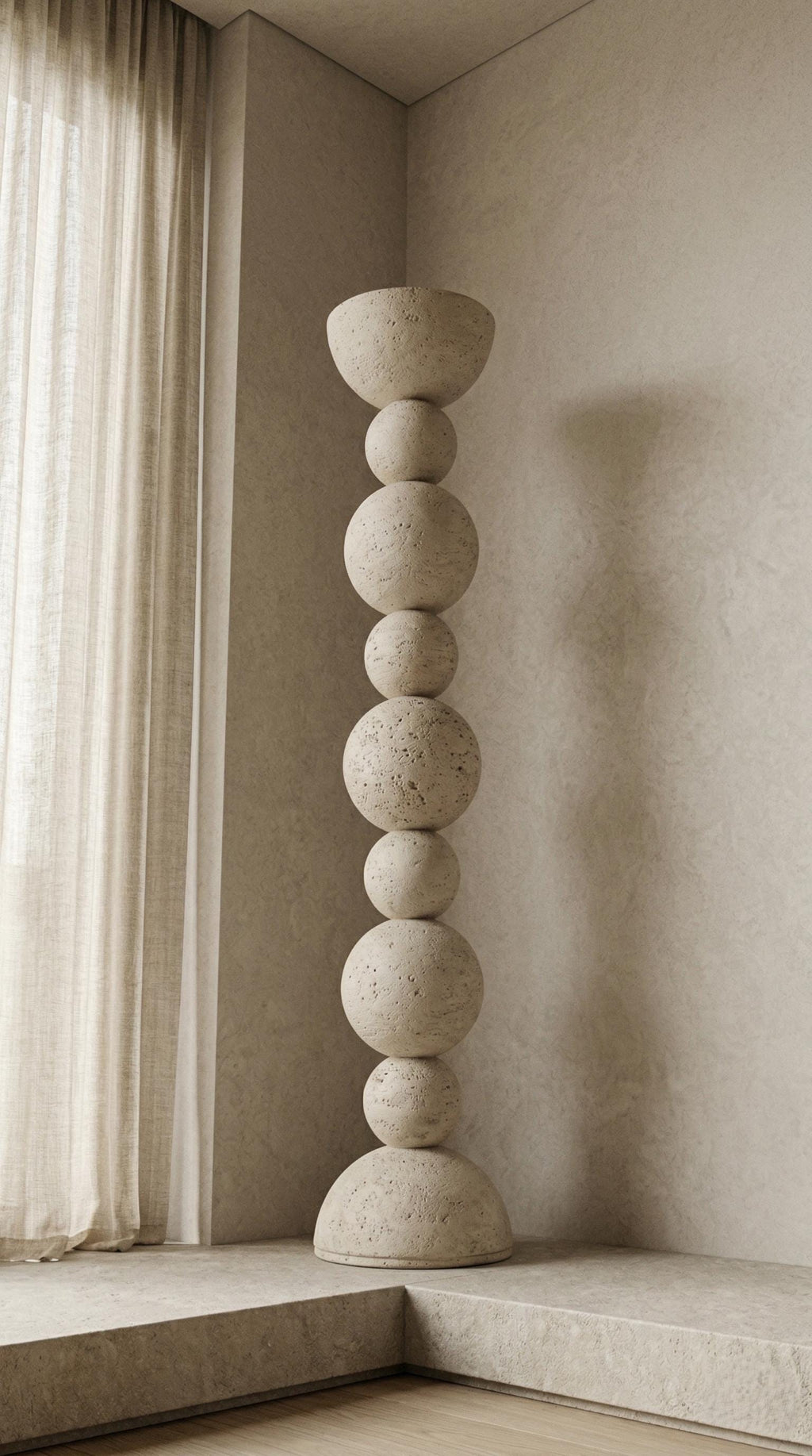Minimalist Stone Totem – Textured Sculpture Floor Decor – Handmade Sculptural Column – Modern Organic Home Accent
