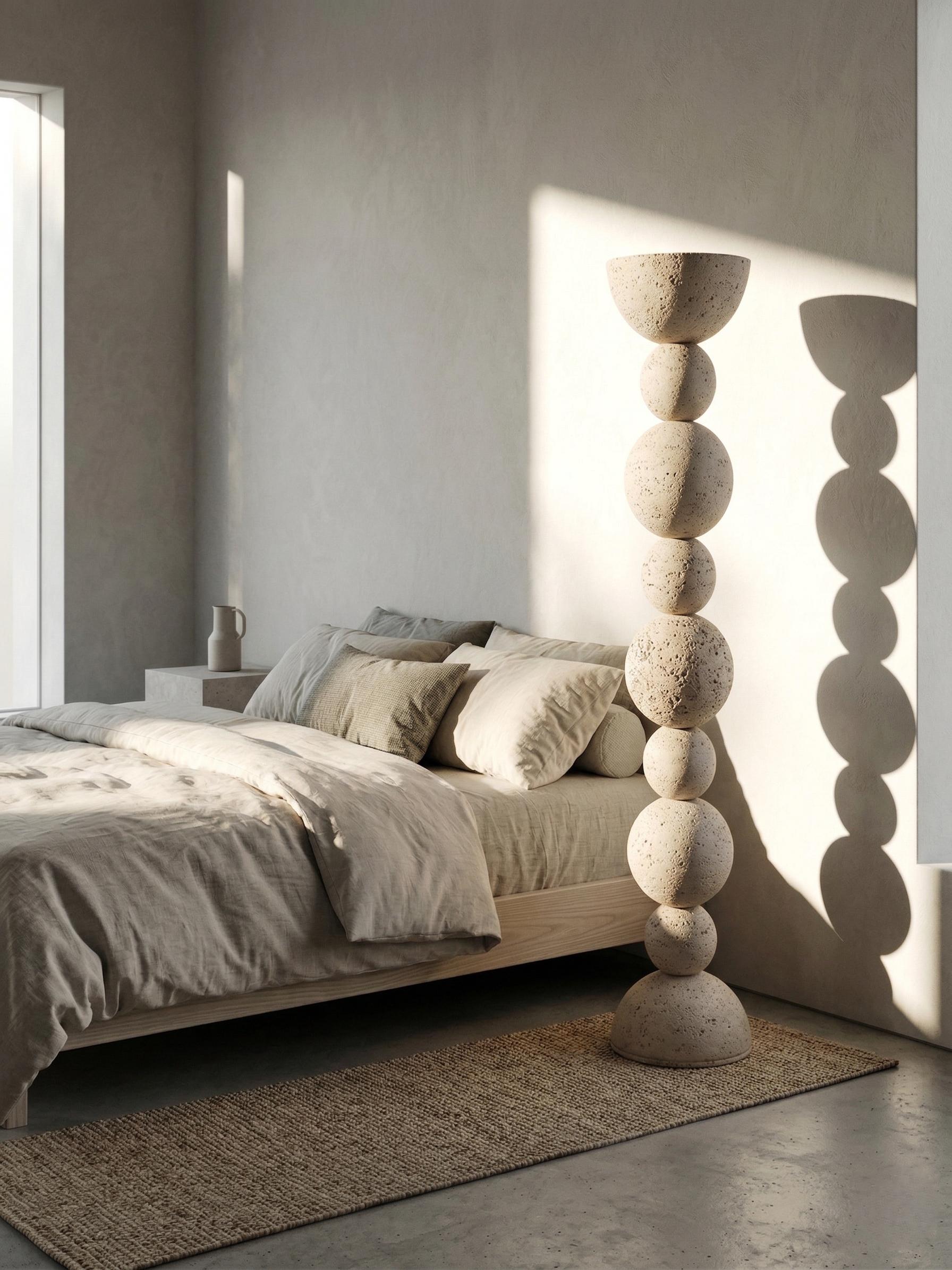 Minimalist Stone Totem – Textured Sculpture Floor Decor – Handmade Sculptural Column – Modern Organic Home Accent