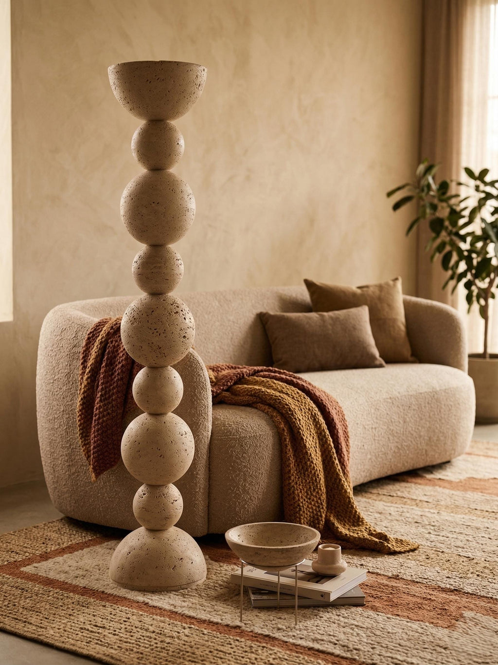 Minimalist Stone Totem – Textured Sculpture Floor Decor – Handmade Sculptural Column – Modern Organic Home Accent