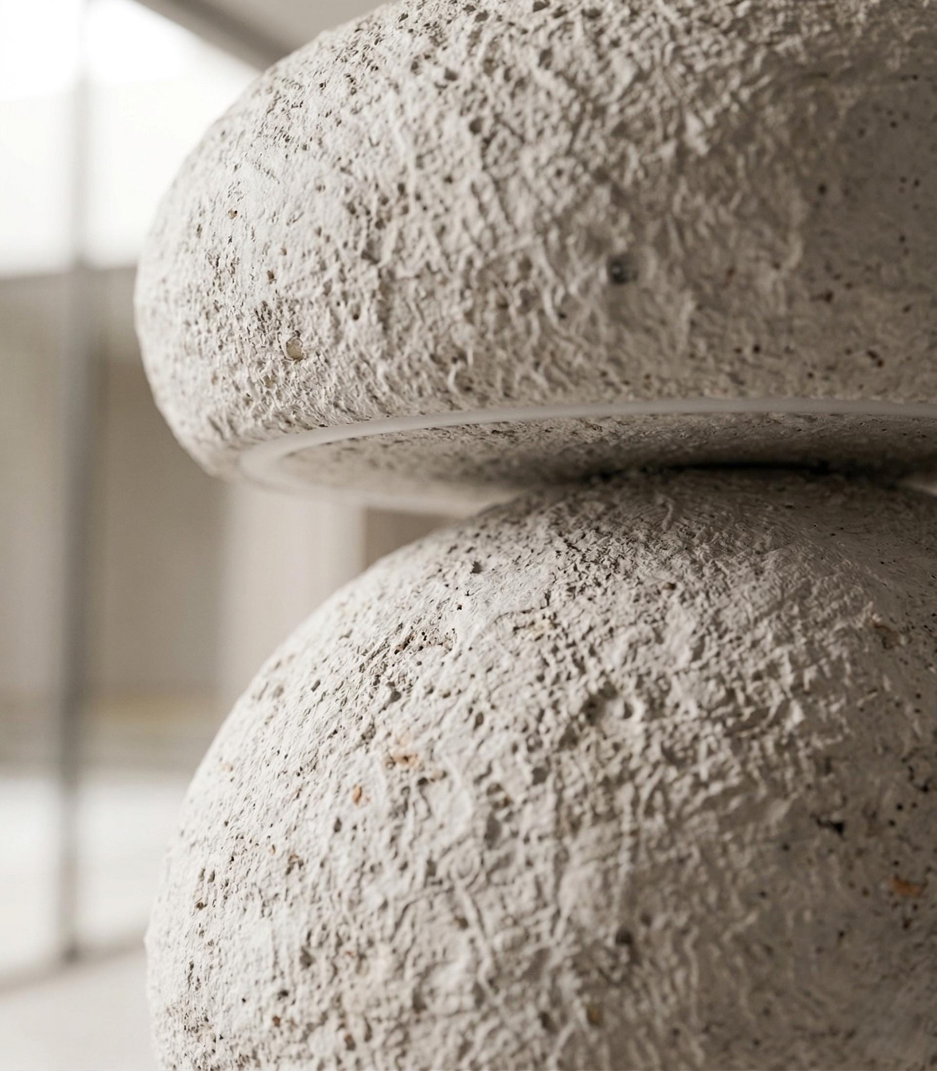 Handmade Sculptural Floor Lamp – Textured Plaster Stone Finish, Wabi Sabi Minimal Light