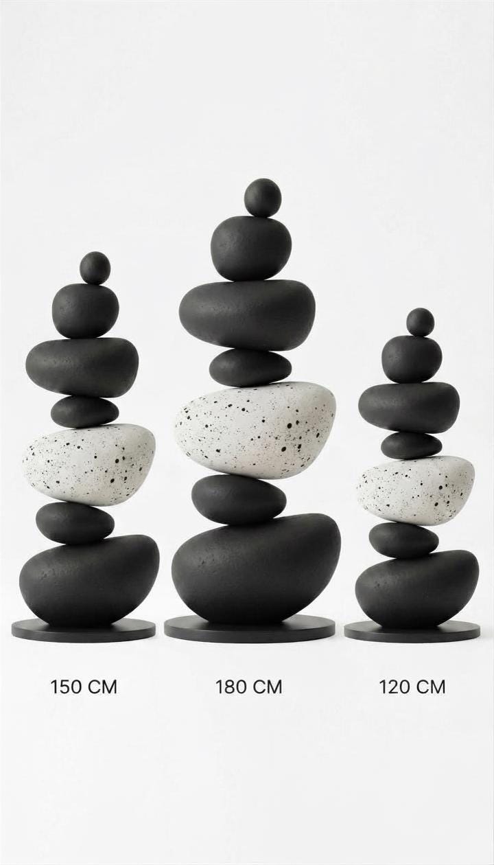 Handcrafted Stone Look Totem Sculpture, Wabi Sabi Organic Floor Decor (180 cm)