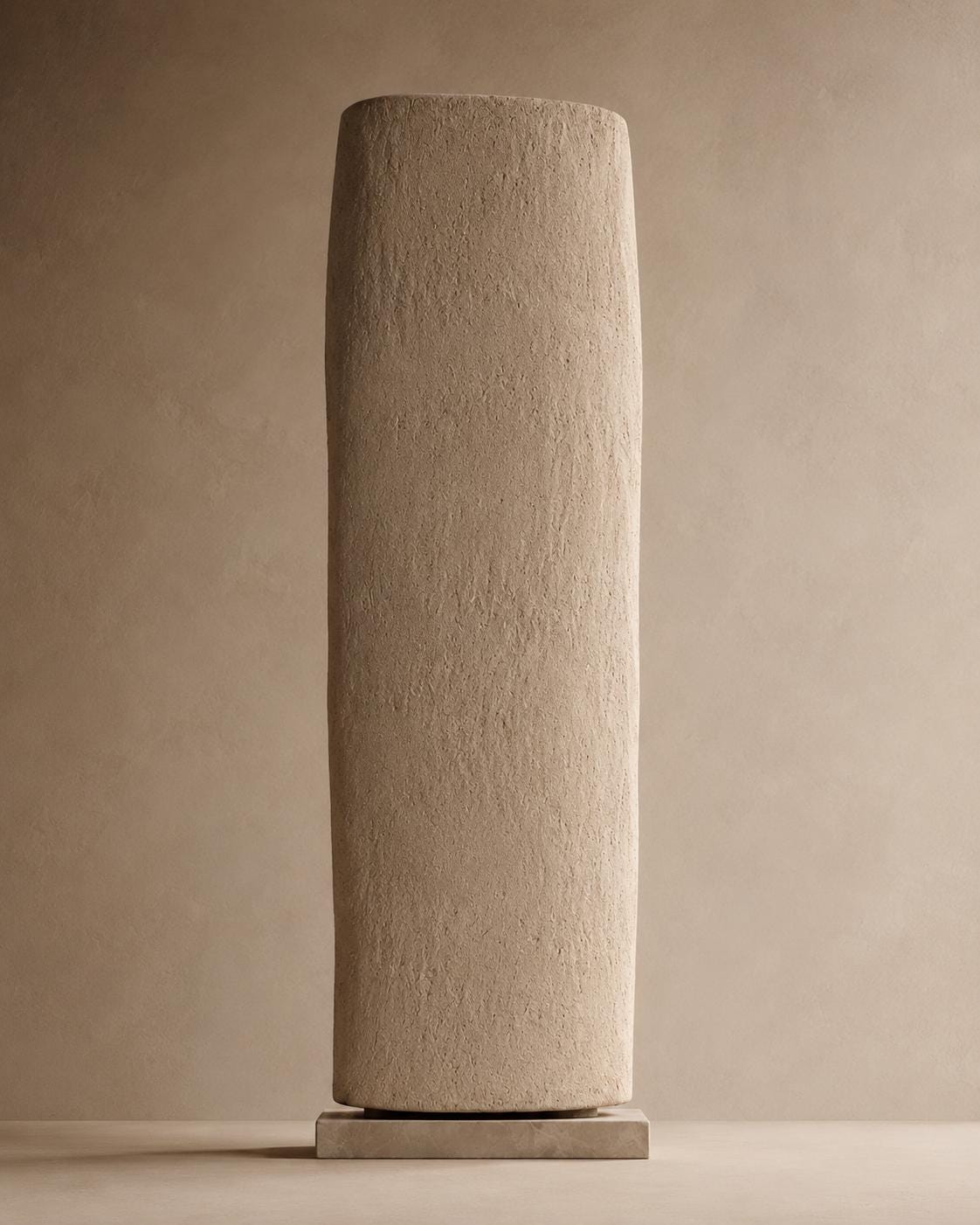 Moai Face Totem Sculpture — a handmade faux-limestone floor totem carved with a moai-inspired face, made in 90–180 cm