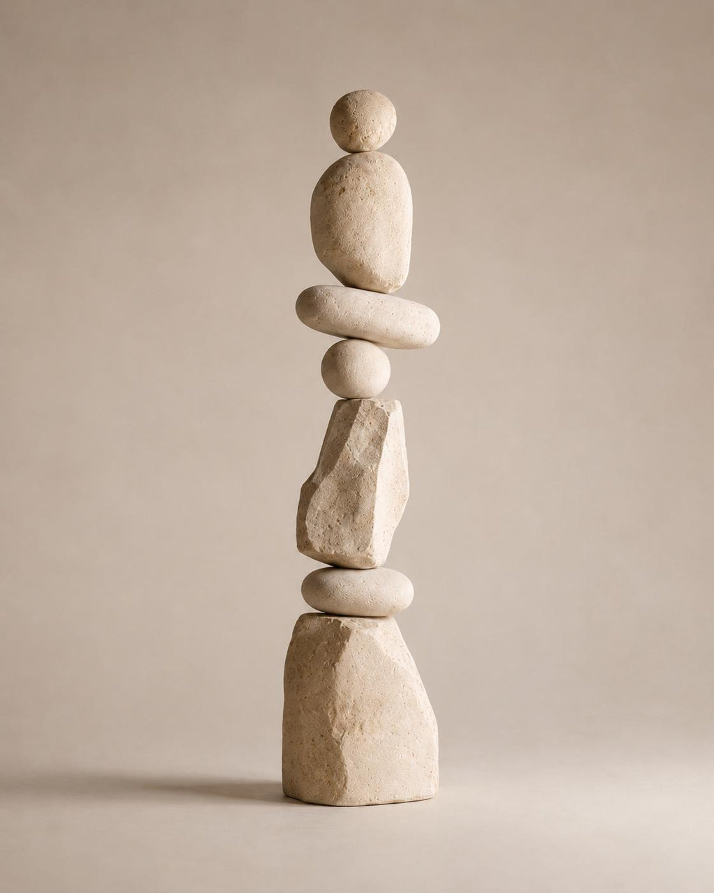 Large Sculptural Totem Floor Decor, Stone Look Wabi Sabi Foam Sculpture