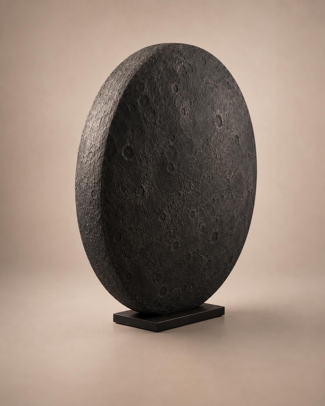 Crescent Moon Sculptural Floor Lamp, Handmade Lunar Light Art Object for Bedroom Decor