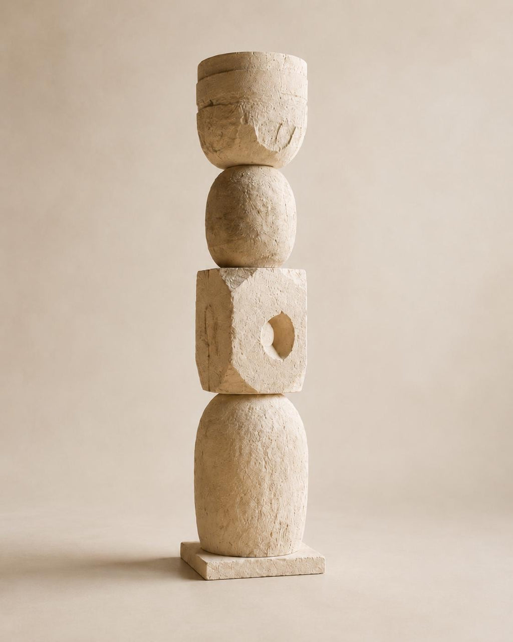 Large Textured Plaster Totem Sculpture No.202