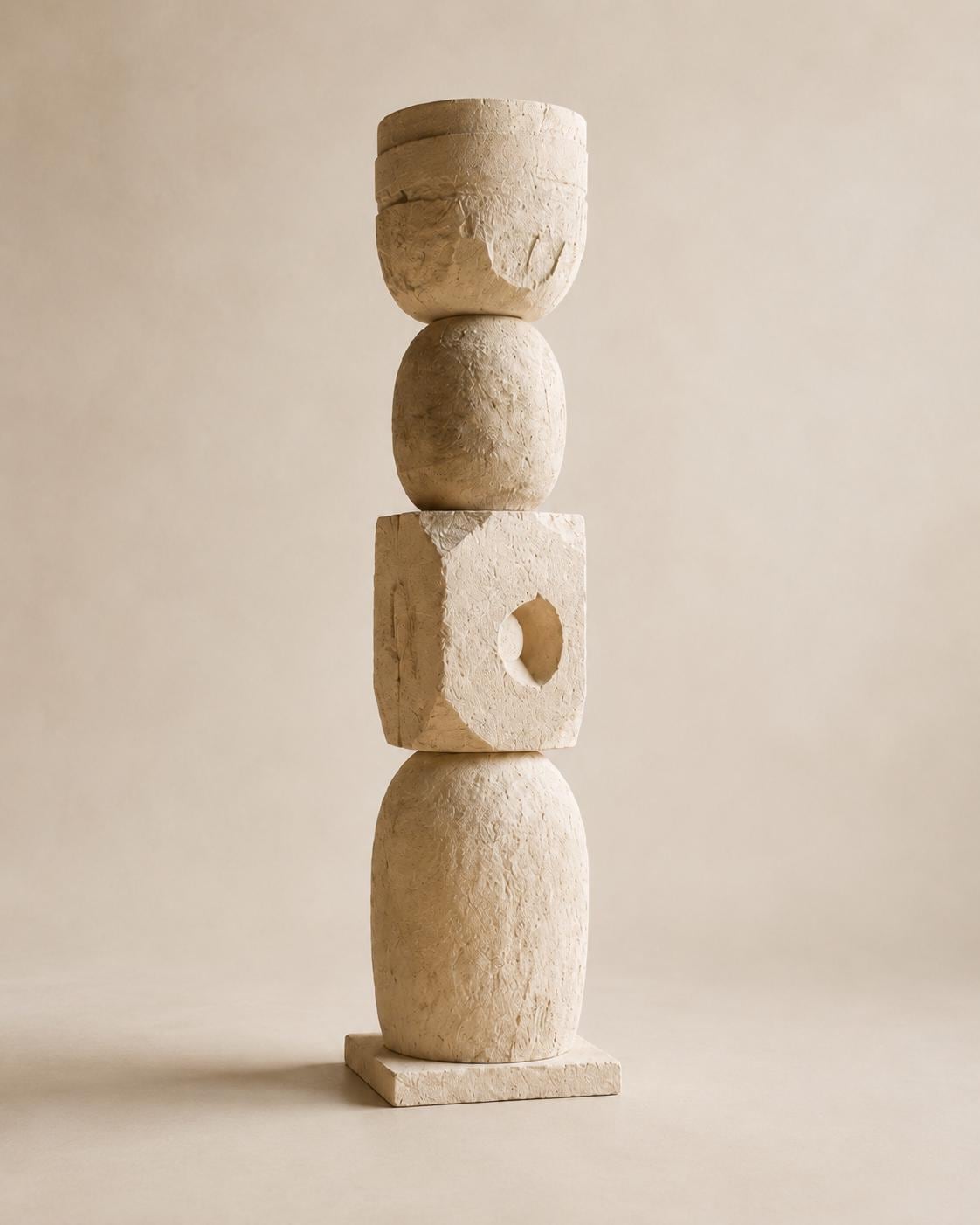 Large Textured Plaster Totem Sculpture No.202