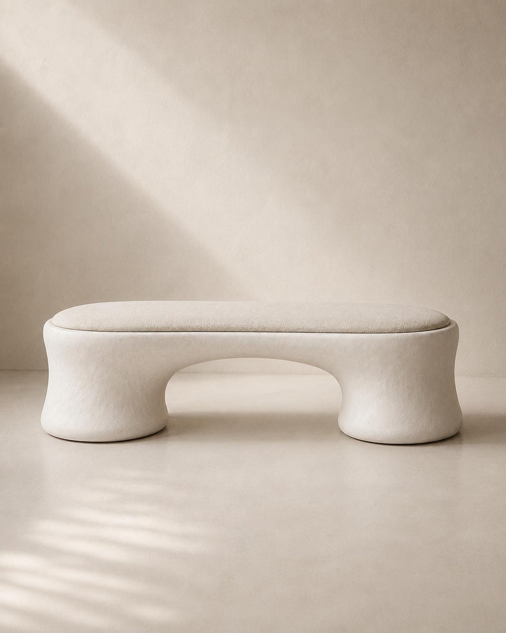 Sculptural Wabi Sabi Linen Bench