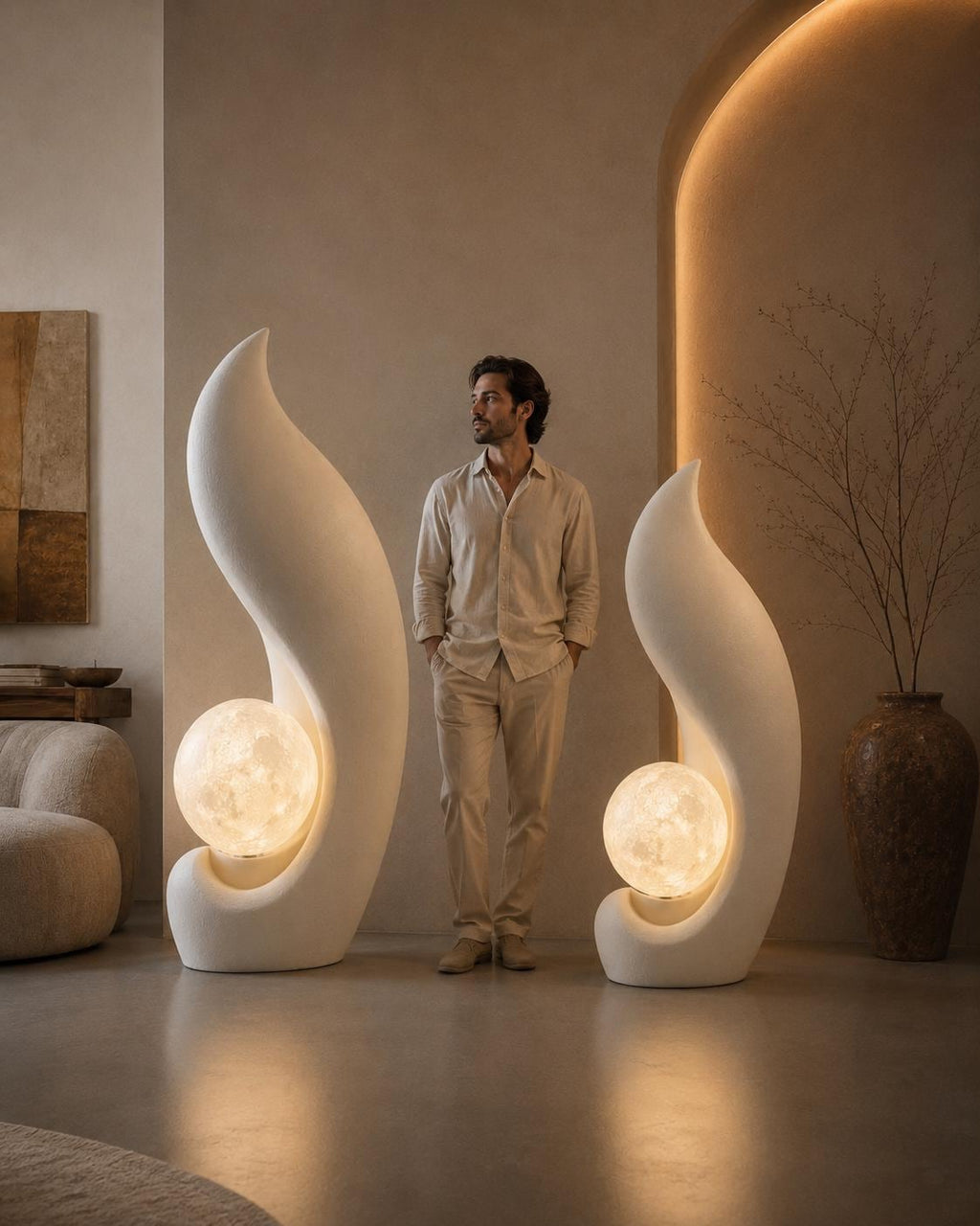 Illuminated Sculptural Art Object | Modern Sculptural Floor Lamp | Large Decor 71 Inches