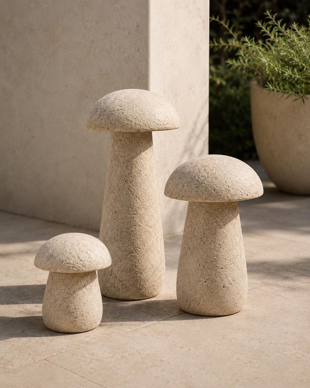 Mushroom Garden Sculpture Set, 3 Piece Outdoor Decor Yard Art, Wabi Sabi Patio Statue