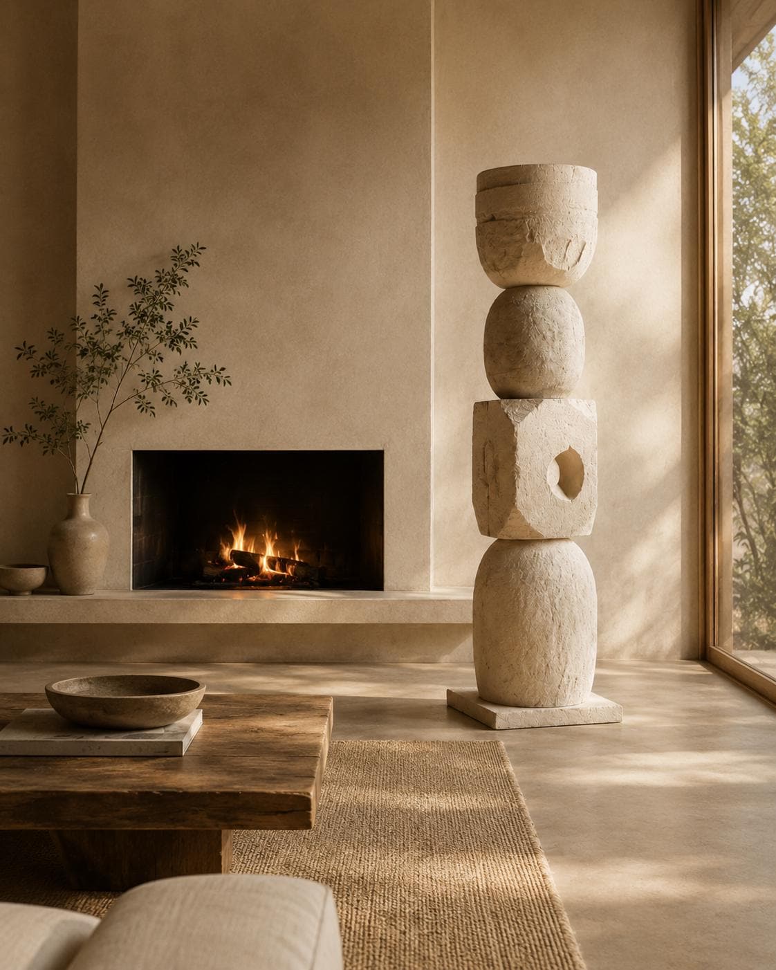 Large Textured Plaster Totem Sculpture No.202