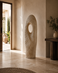 Monolith Totem Sculpture in ivory white, made in 120, 150 and 180 cm heights