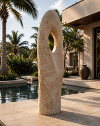 Monolith Totem Sculpture in ivory white, made in 120, 150 and 180 cm heights